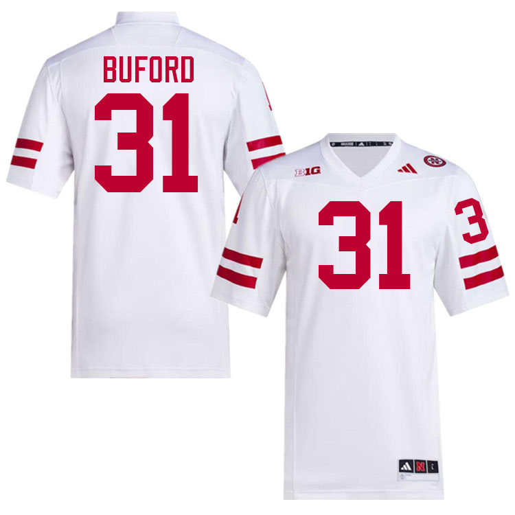 Nebraska Cornhuskers #31 Mario Buford College Football Jerseys Stitched-White Nebraska Cornhuskers #31 Mario Buford College Football Jerseys Stitched-White